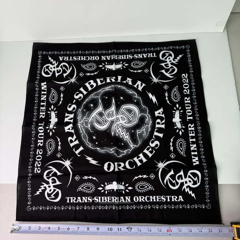 Trans Siberian Orchestra TSO Winter Tour 2022 Black White Bandana Head Scarf